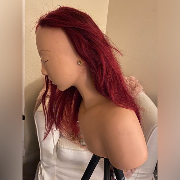 Human Hair Lace Front Red 99J Wig - Picture 3 of 7